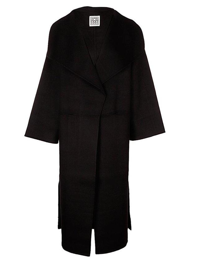 Oversized Draped Coat In Black Product Image