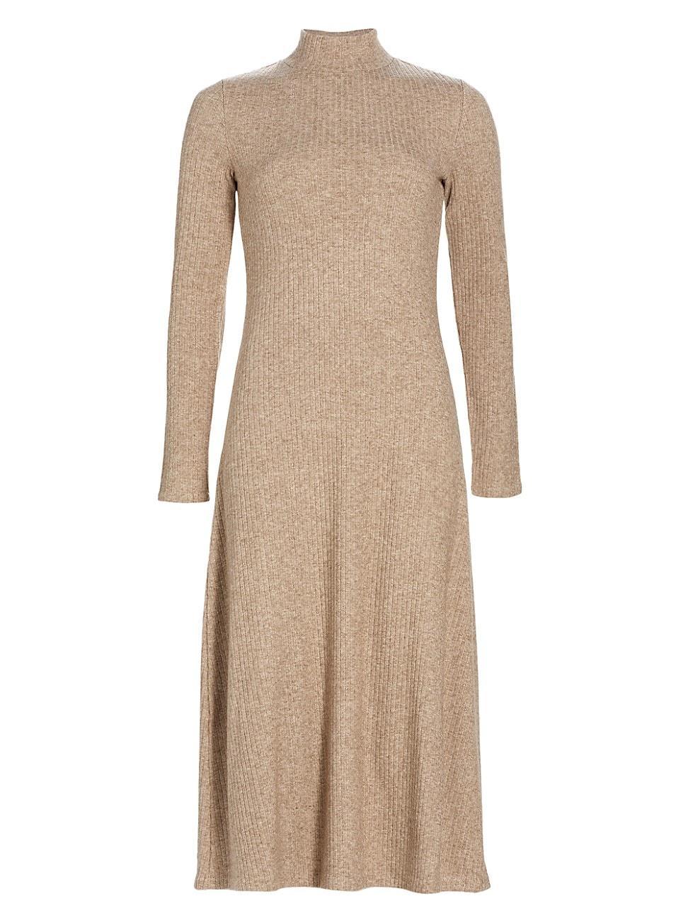 Vince Long Sleeve Mock Neck Dress (Heather Hazel Cream) Women's Dress Product Image