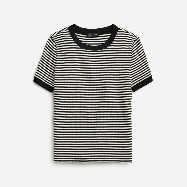 Vintage rib shrunken T-shirt with contrast trim in stripe Product Image