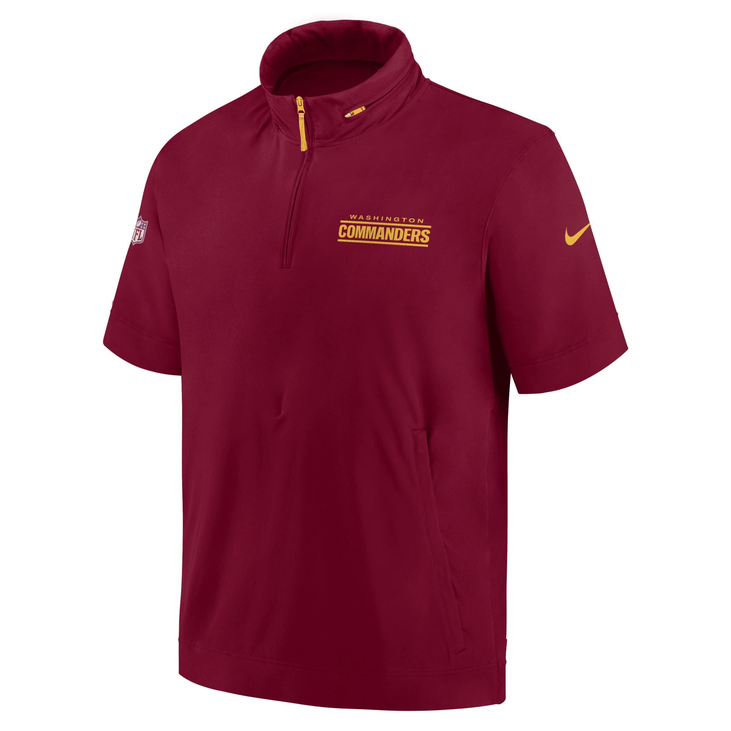 Washington Commanders Sideline Coach Nike Men's NFL 1/2-Zip Short-Sleeve Hooded Jacket Product Image