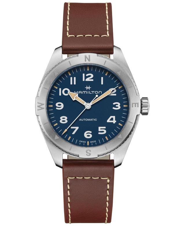 Hamilton Mens Swiss Automatic Khaki Field Expedition Brown Leather Strap Watch 41mm - Brown Product Image