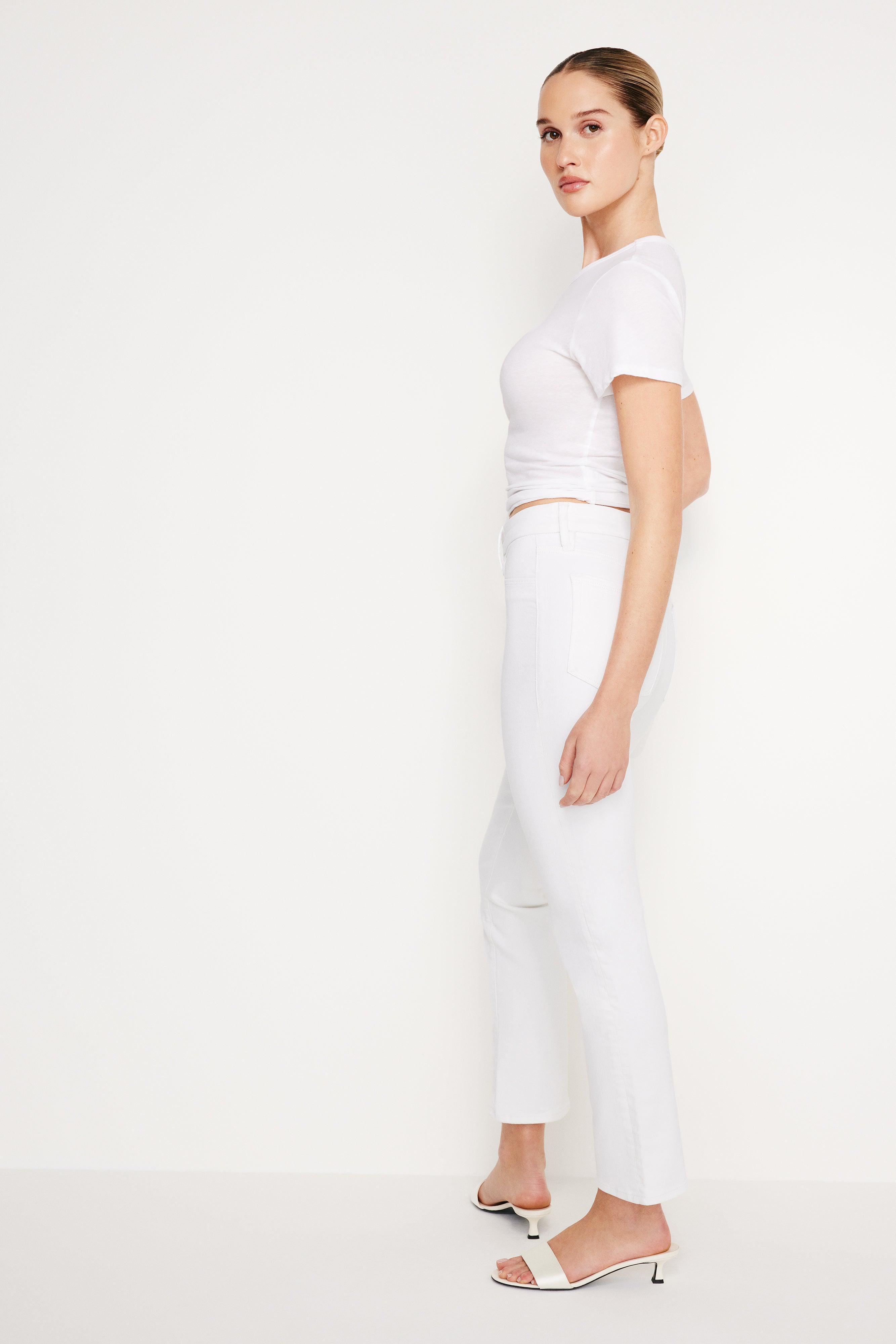 POWER STRETCH PULL-ON STRAIGHT JEANS | WHITE001 Product Image