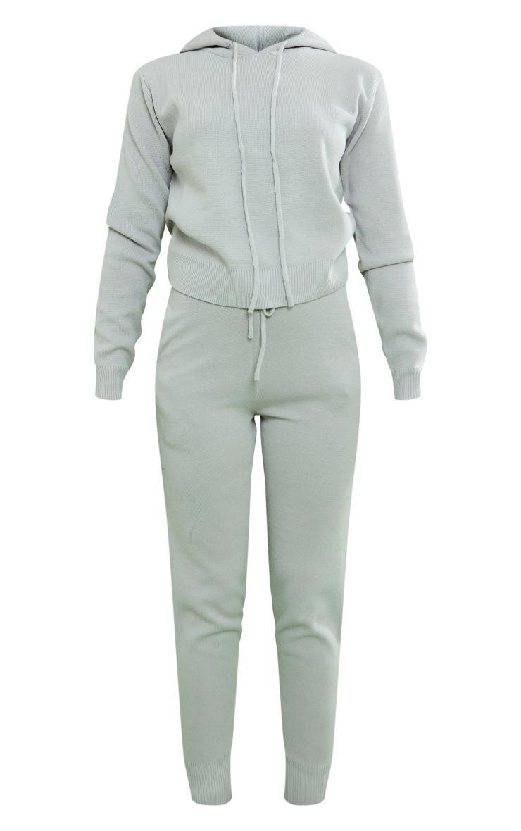 Grey Knit Hooded Lounge Set Product Image