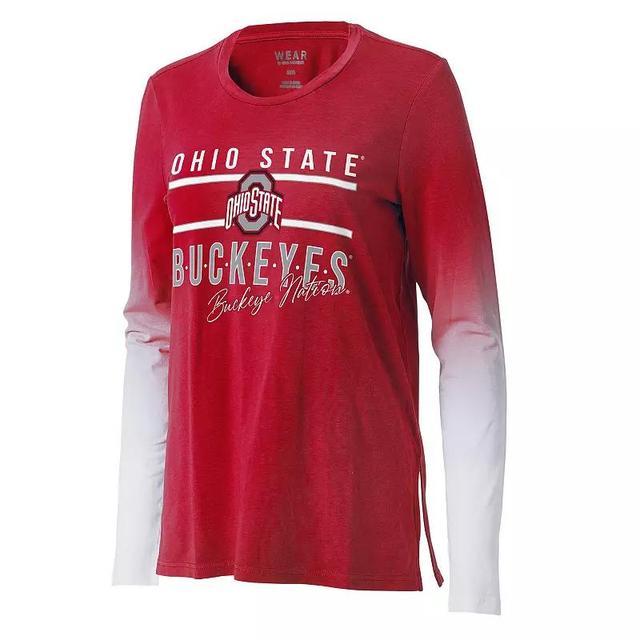 Womens WEAR by Erin Andrews NCAA Ohio State Buckeyes Dip Dye Long Sleeve T-Shirt Product Image