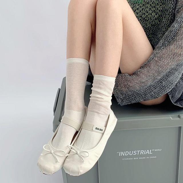 Plain Sheer Panel Socks Product Image