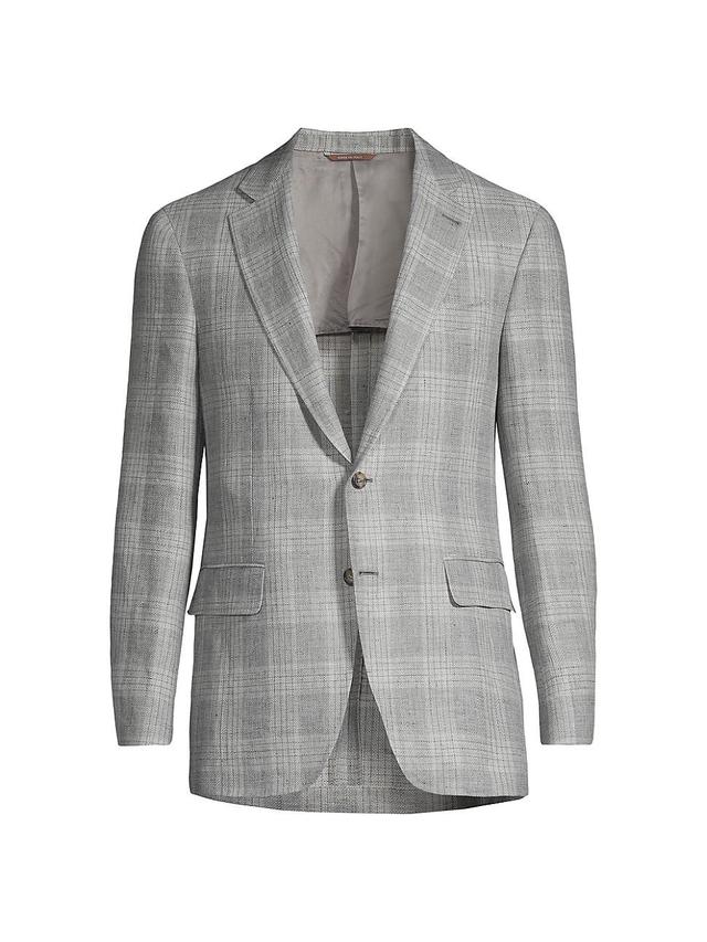 Mens Kei Plaid Linen & Wool Two-Button Sport Coat Product Image