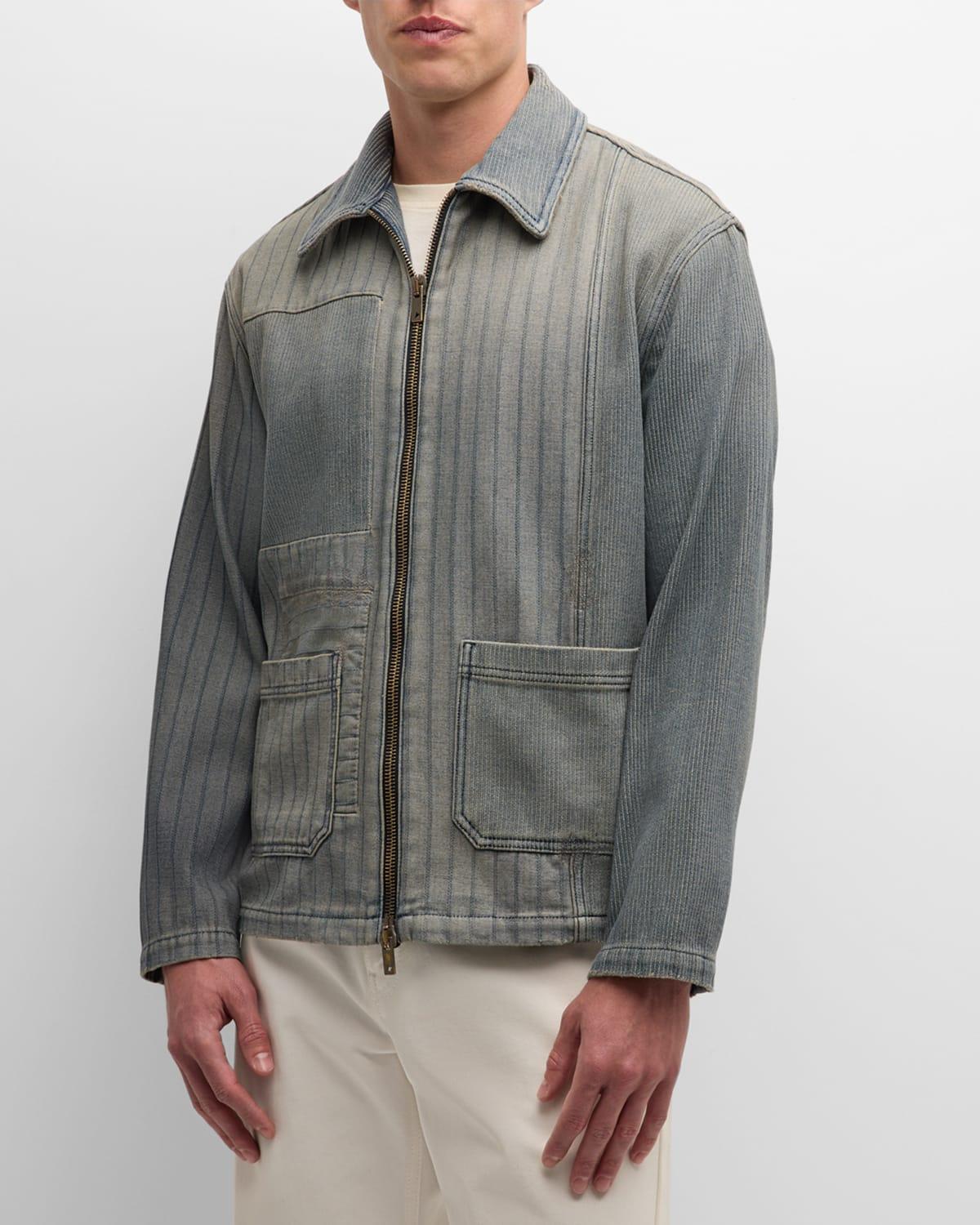 Mens Journey Patched Stripe Denim Jacket Product Image