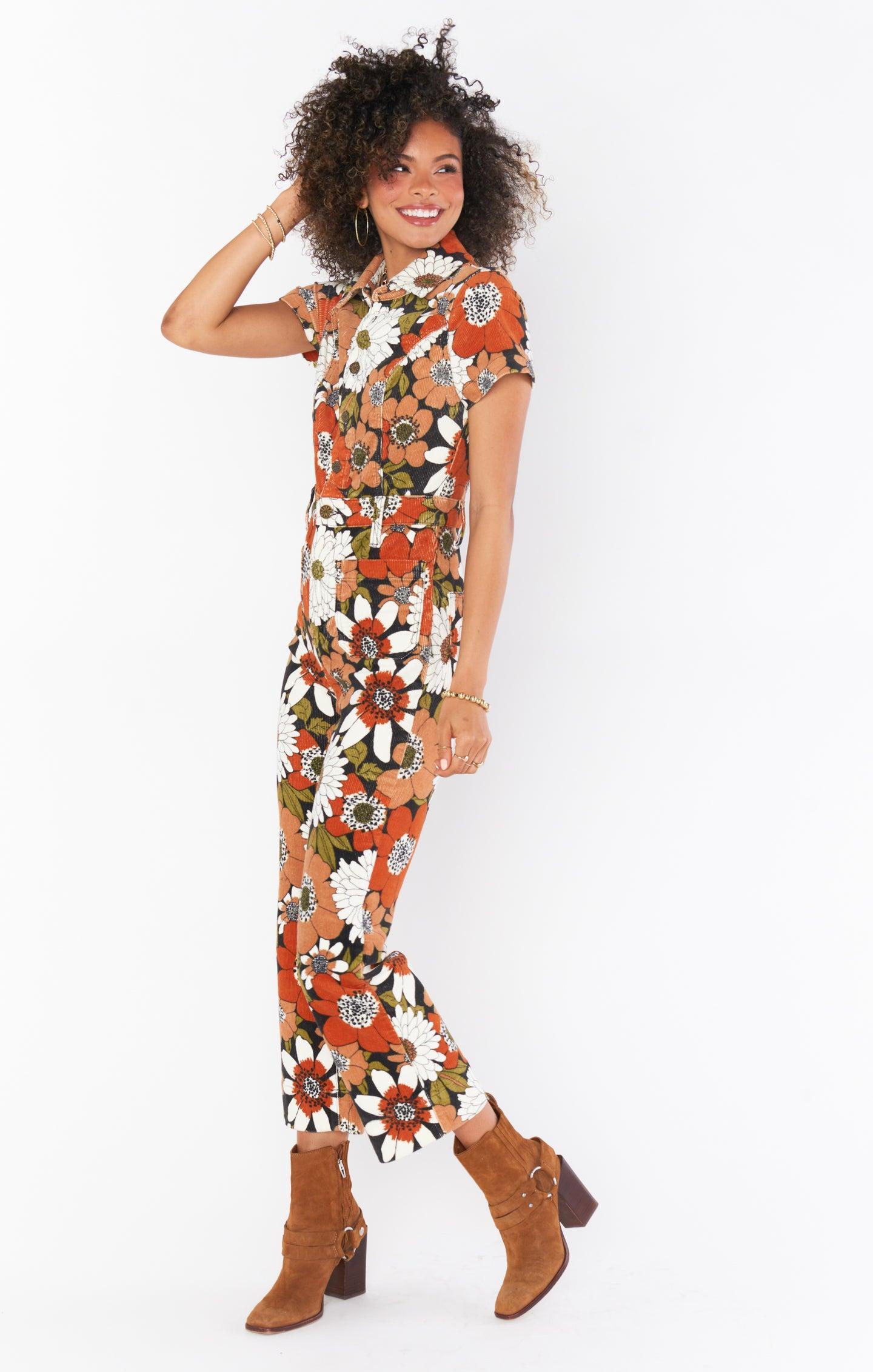 Cropped Everhart Jumpsuit ~ Hutton Floral Corduroy Product Image