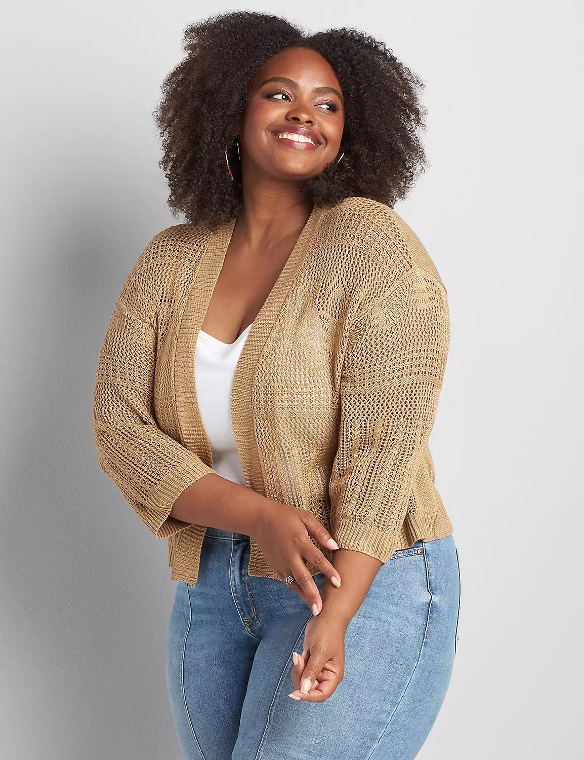 Open-Front Pointelle Cardigan Product Image