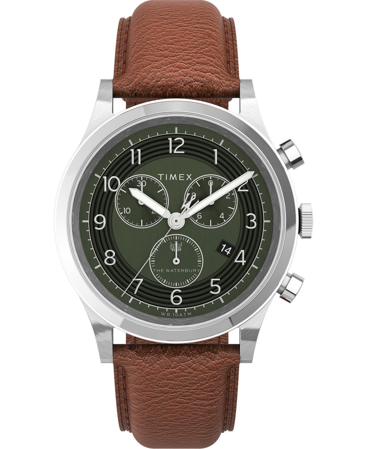 Timex Mens Waterbury Traditional Chrono Tan Leather Strap Watch 42mm Product Image