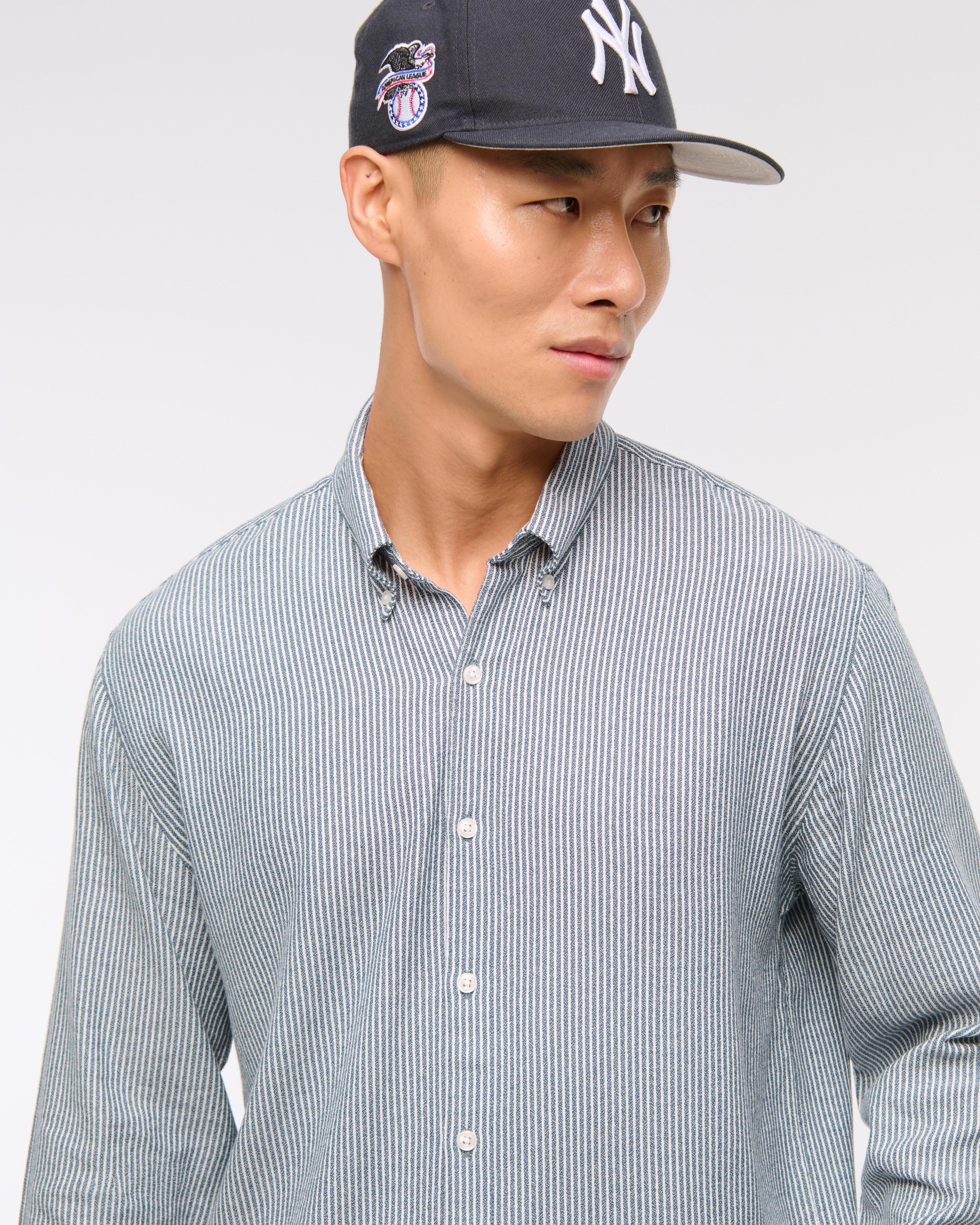 Long-Sleeve Crepe Button-Up Shirt Product Image