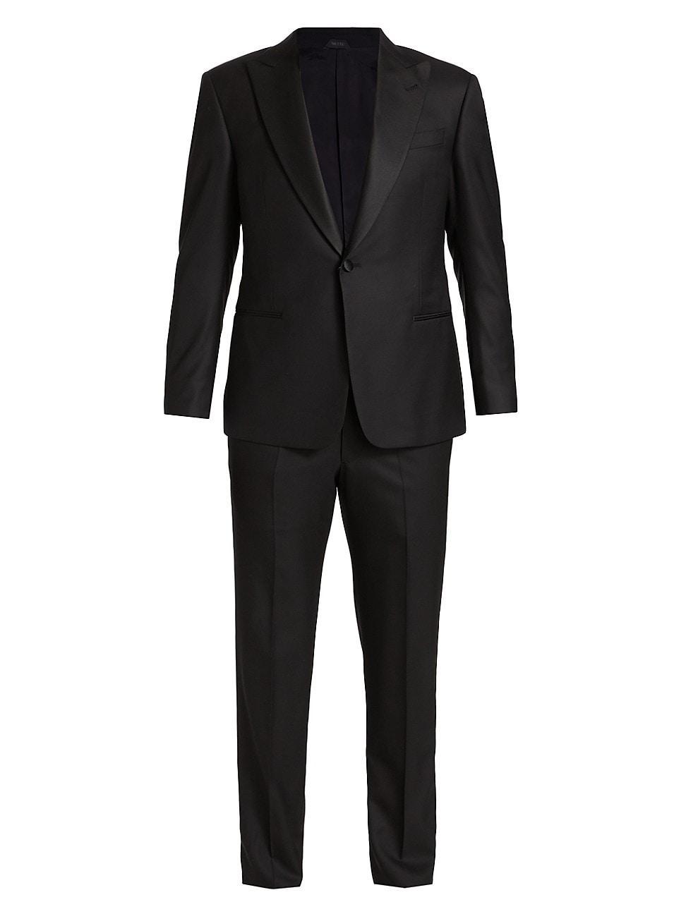 Mens Wool Satin-Lapel Two-Piece Tuxedo Set Product Image