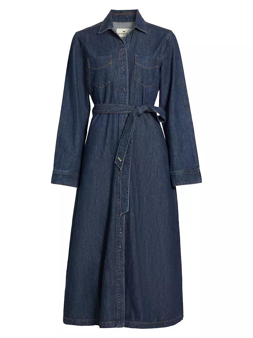 Denim Long-Sleeve Midi-Shirtdress product image