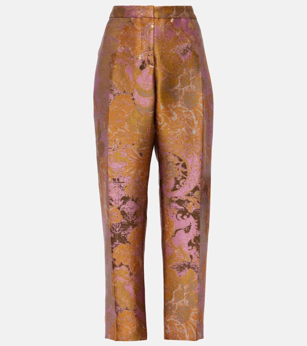 DRIES VAN NOTEN Printed Metallic Mid-rise Straight Pants In Multicoloured product image