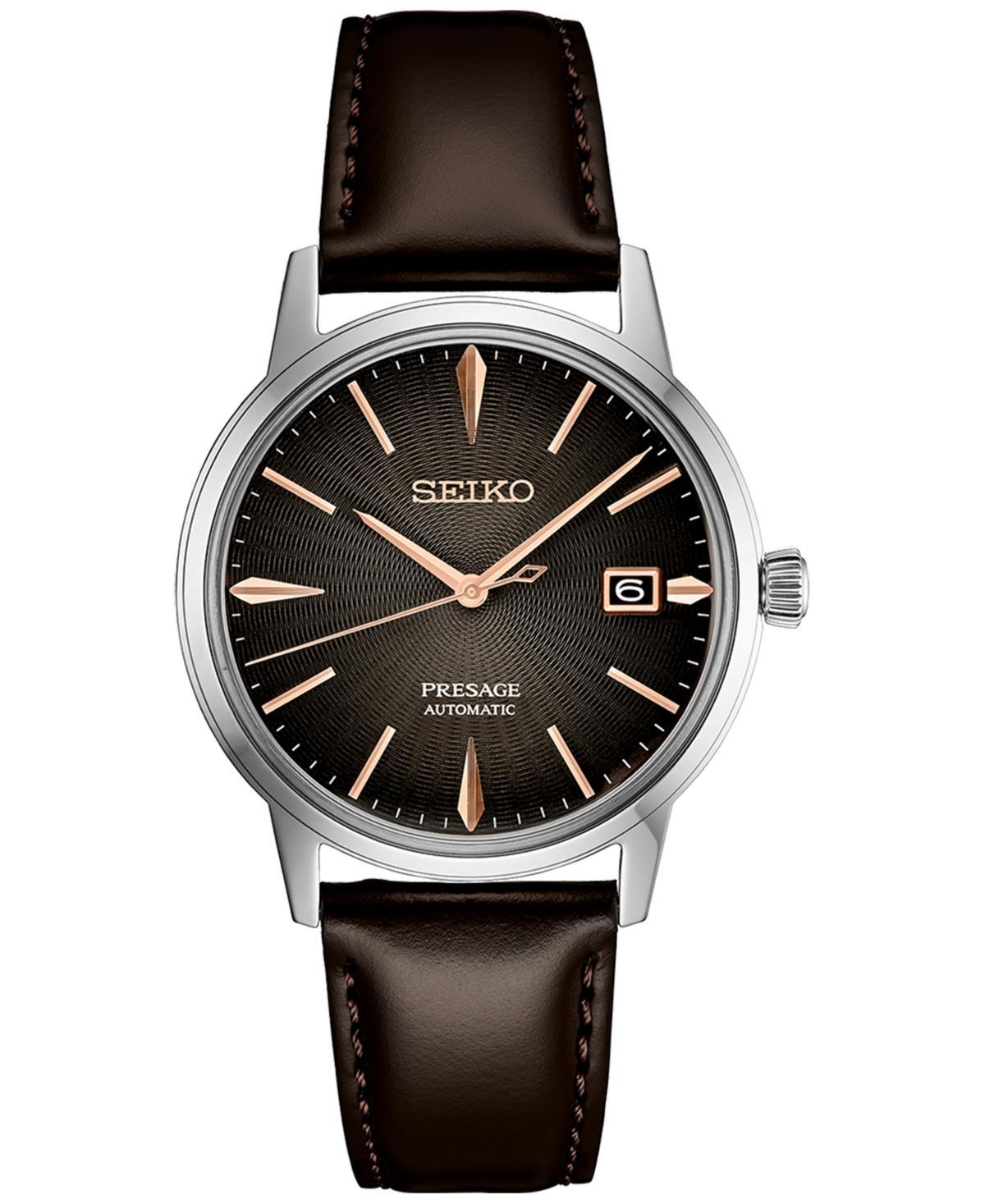 Seiko Mens Automatic Presage Brown Leather Strap Watch 40mm Product Image