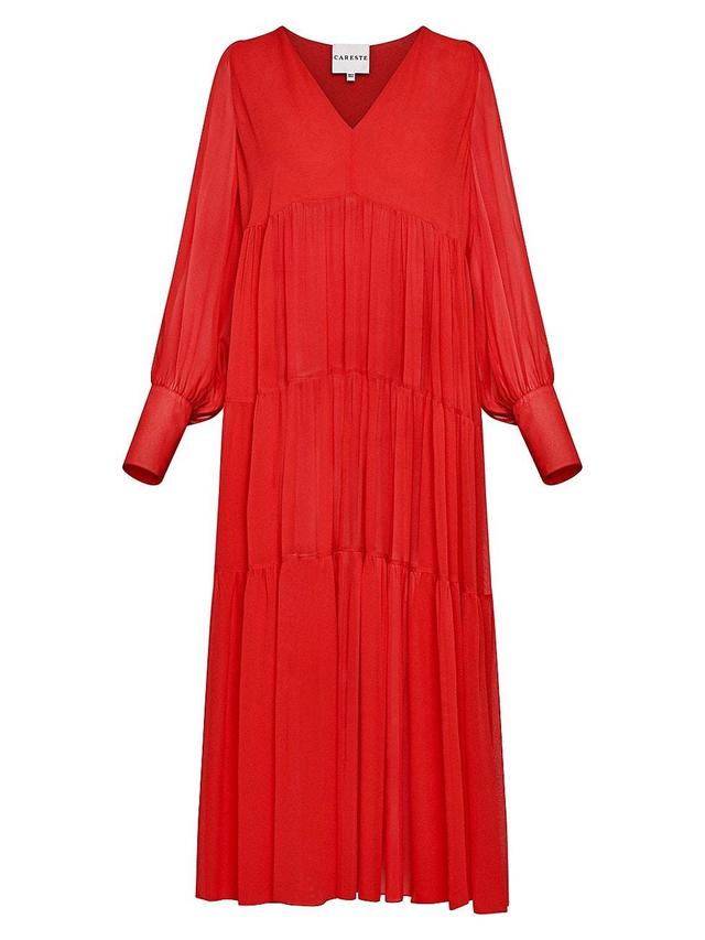 Womens Charlie Peasant Inspired Silk Maxi Dress Product Image