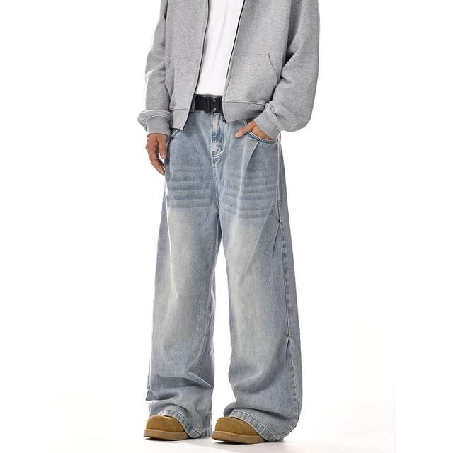 Mid Rise Washed Straight Leg Jeans Product Image