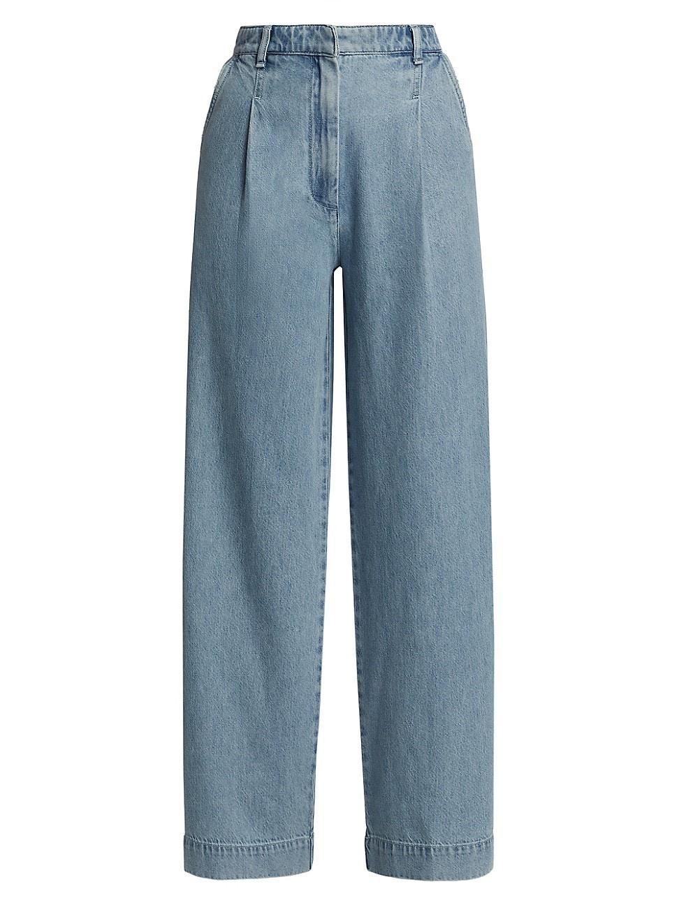 rag & bone Featherweight Abigail Pleated High Rise Wide Leg Jeans in Billie Product Image