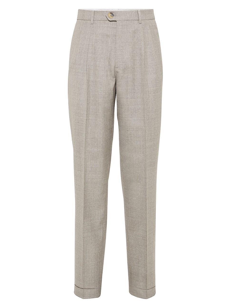 Mens Virgin Wool Fresco Leisure Fit Trousers with Double Pleats Product Image