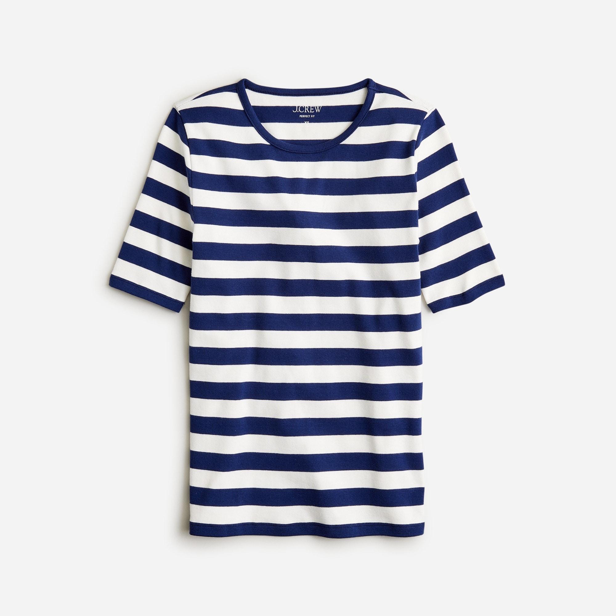 Perfect-fit elbow-sleeve T-shirt in stripe product image