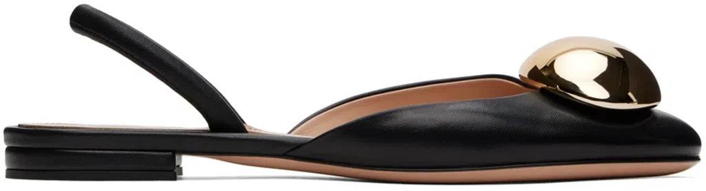 Leather Dome Slingback Ballerina Flats In Black product image