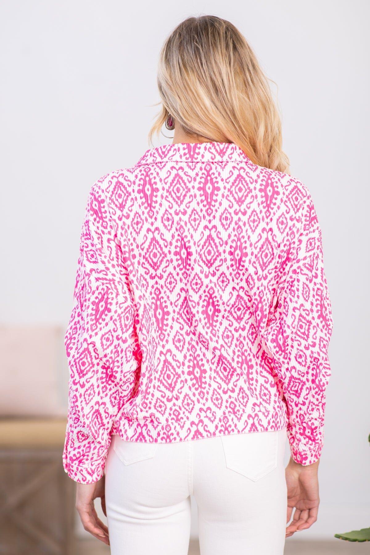 Hot Pink Abstract Aztec Print Jacket Product Image