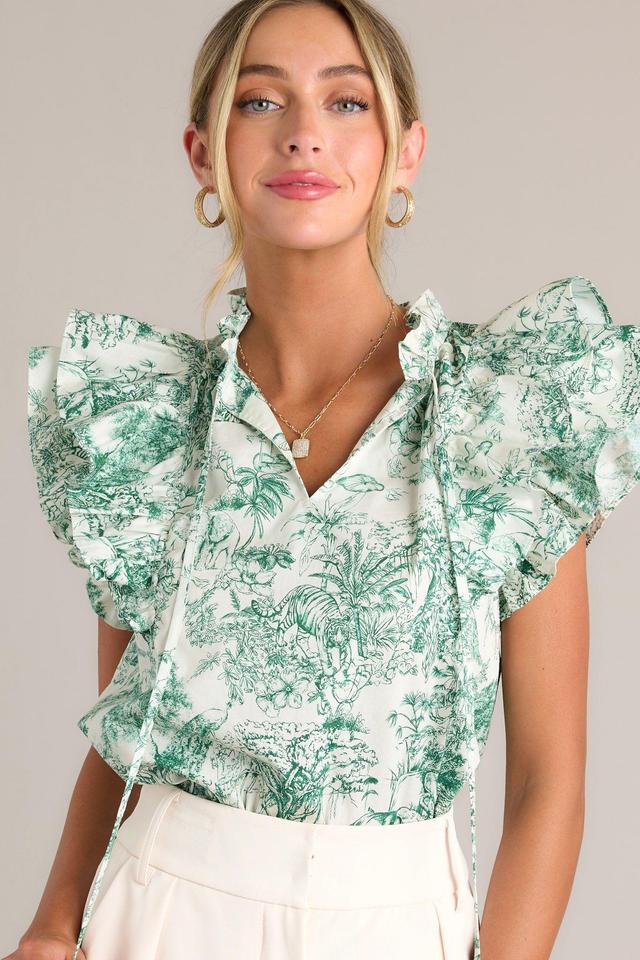 Dreamscape 100% Cotton Green Toile Top Product Image