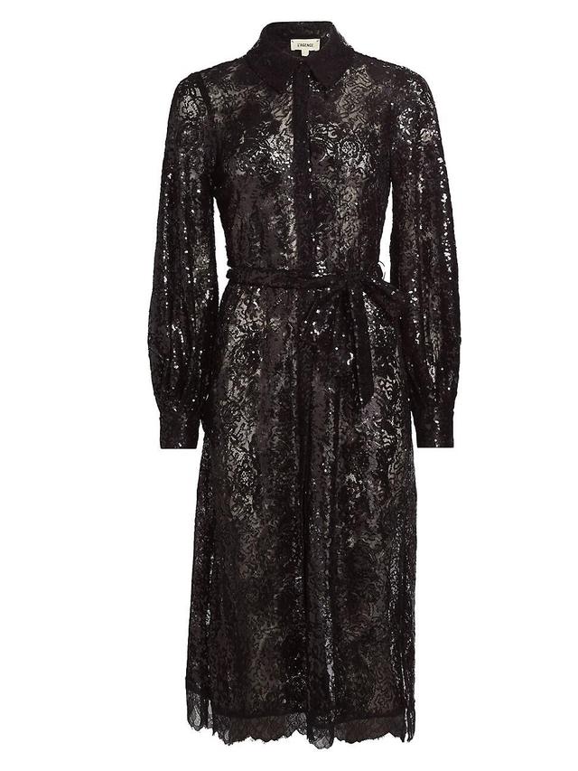 Womens Frida Embellished Lace Button-Front Midi-Shirtdress Product Image