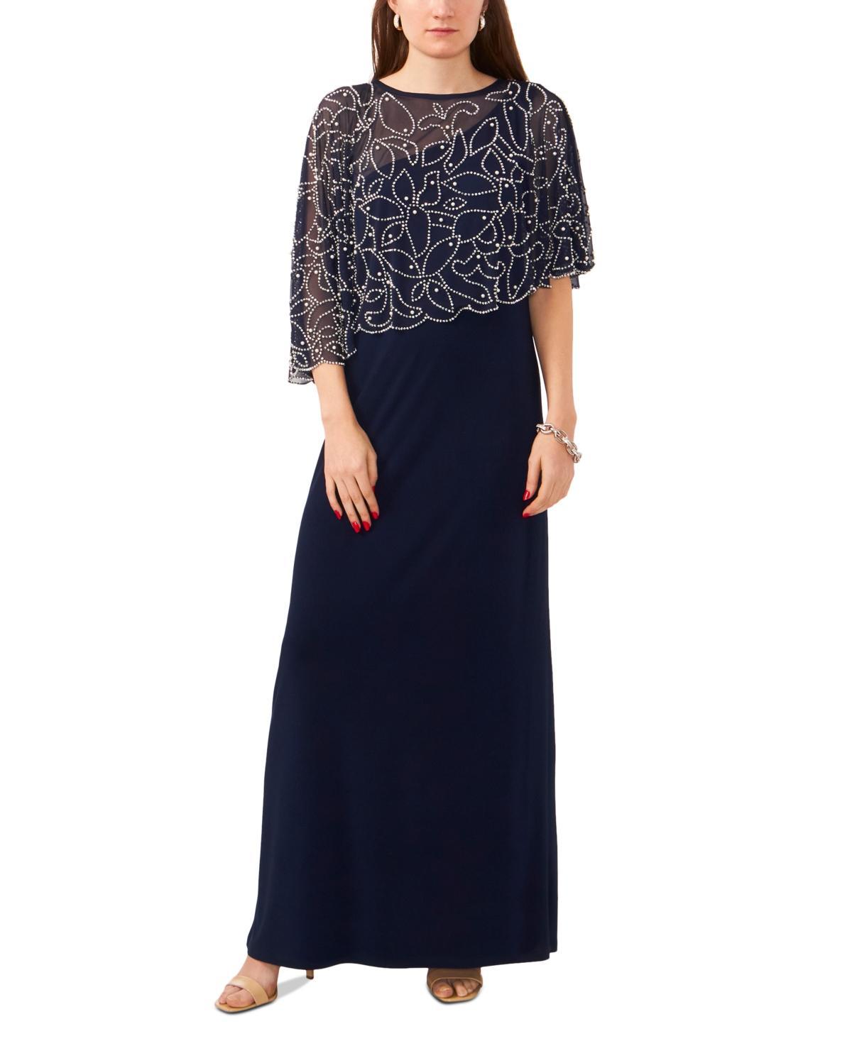 Msk Womens Boat-Neck Embellished-Cape Jersey-Knit Gown Product Image