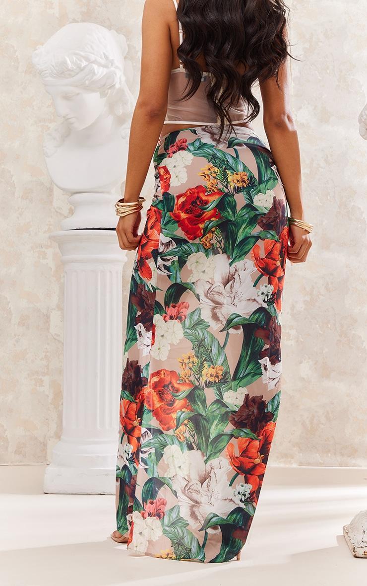 Multi Floral Ruched Maxi Skirt Product Image