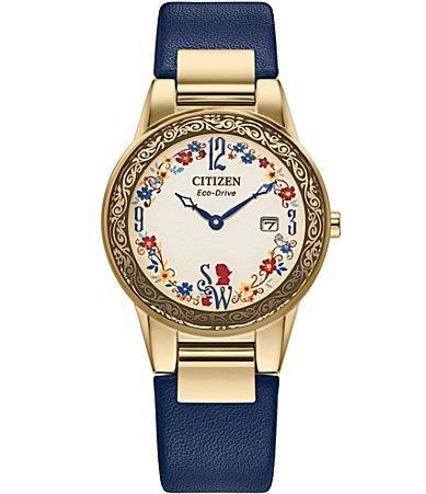 Citizen Womens Disney Snow White Two Hand Blue Leather Strap Watch Product Image