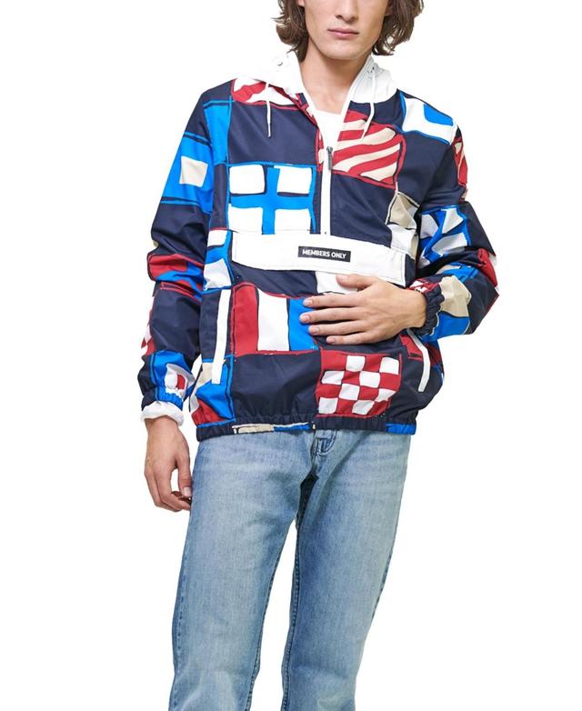 Members Only Mens Flag Print Pullover Windbreaker Jacket Product Image