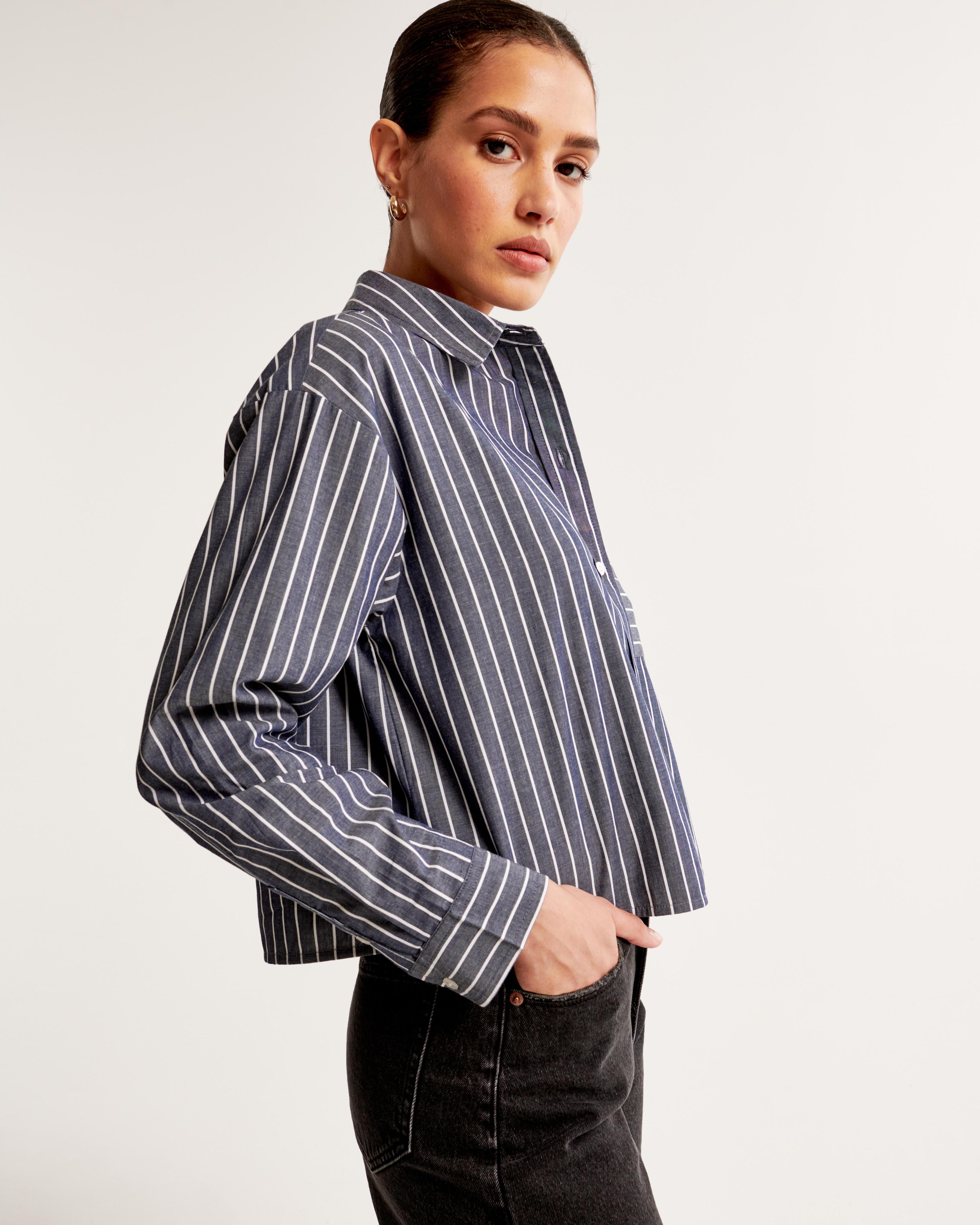 Oversized Cropped Poplin Shirt Product Image