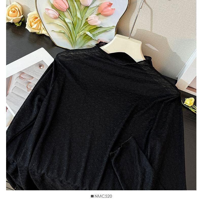 High-Neck Embroidered Lace Top Product Image