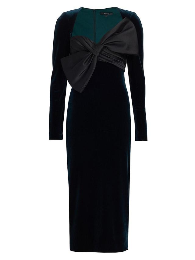 Womens Velvet Bow Midi-Dress Product Image