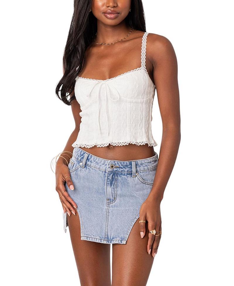 EDIKTED Lacy Crop Tank Product Image