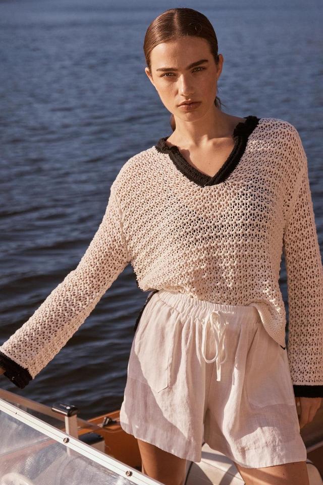 Cream Crochet Sweater Product Image