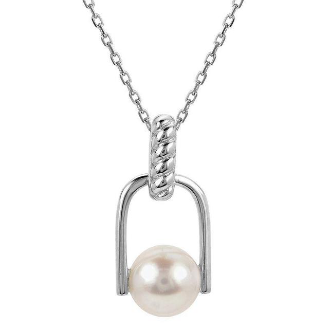 PearLustre by Imperial Sterling Silver Freshwater Cultured Pearl Twisted Top U Pendant Necklace, Womens Product Image