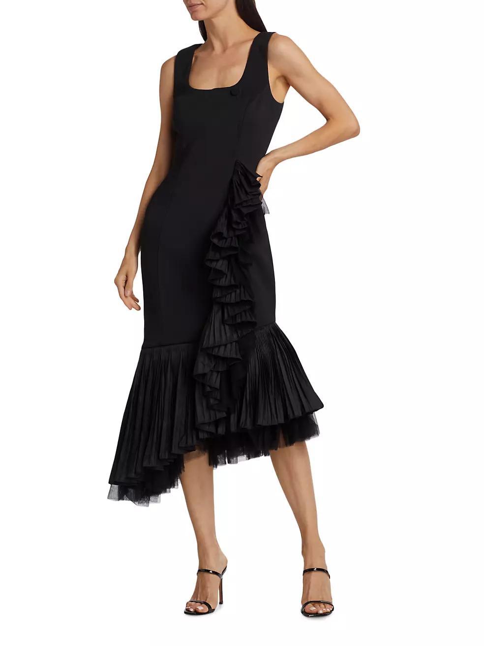 Pleated Sleeveless Tulle Dress Product Image