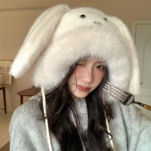 Rabbit Ear Chenille Trapper Hat Product Image