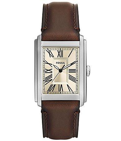 Fossil Mens Carraway Three Hand Brown Leather Watch Product Image