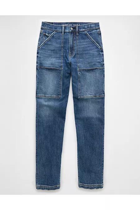 AE Stretch Super High-Waisted Baggy Straight Utility Jean Womens product image