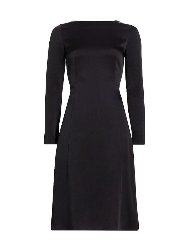 Womens Long-Sleeve Satin Midi Dress Product Image