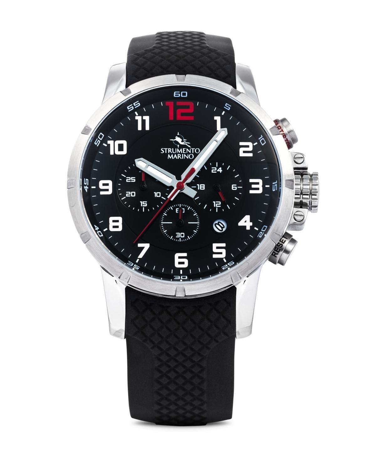 Strumento Marino Mens Summertime Black Silicone Performance Timepiece Watch 46mm - Black Product Image