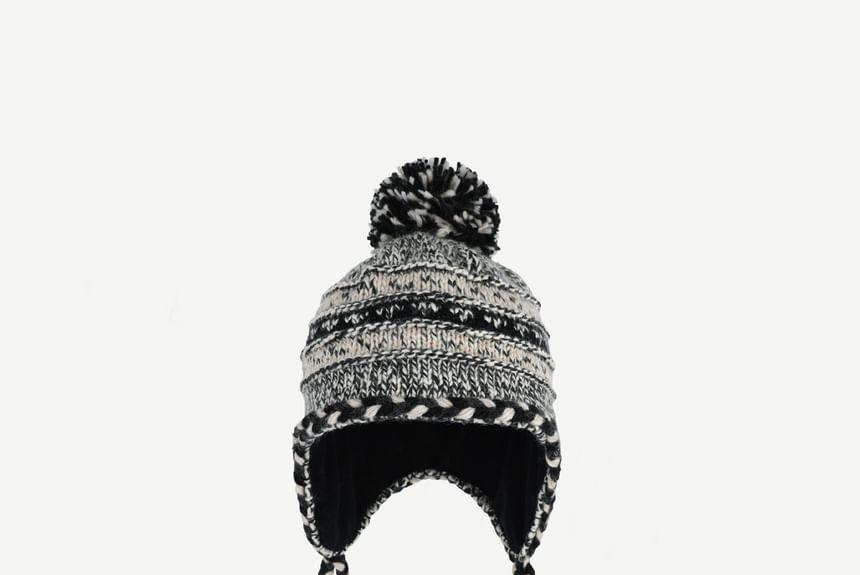 Pom Pom Two Tone Trapper Hat Product Image