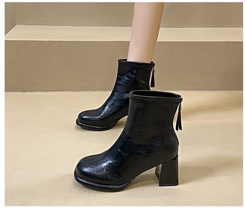 Block Heel Plain Short Boots Product Image