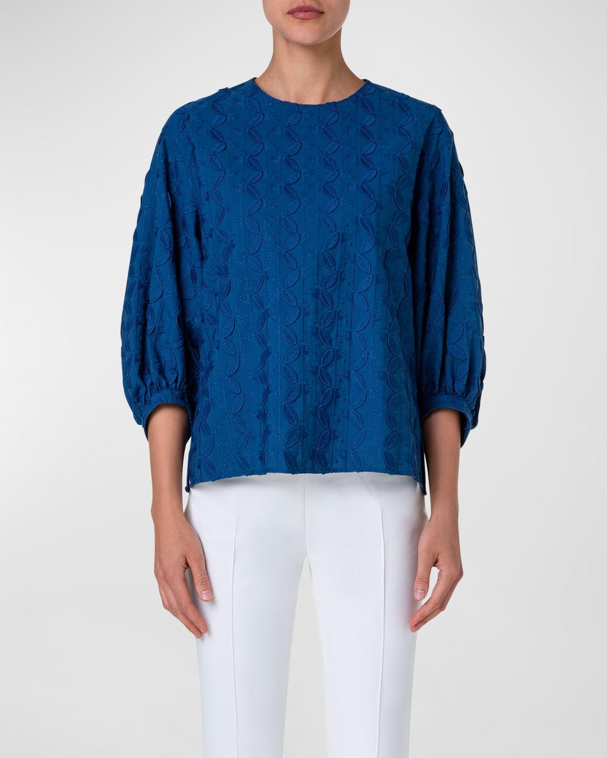 Womens Embroidered Blouson Blouse Product Image