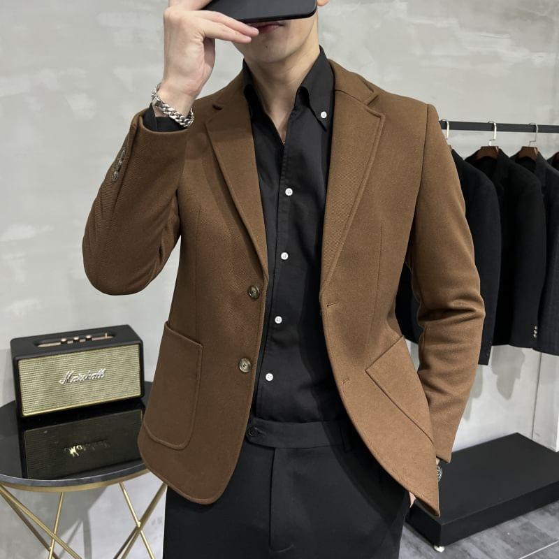 Notch Lapel Plain Single-Breasted Blazer product image