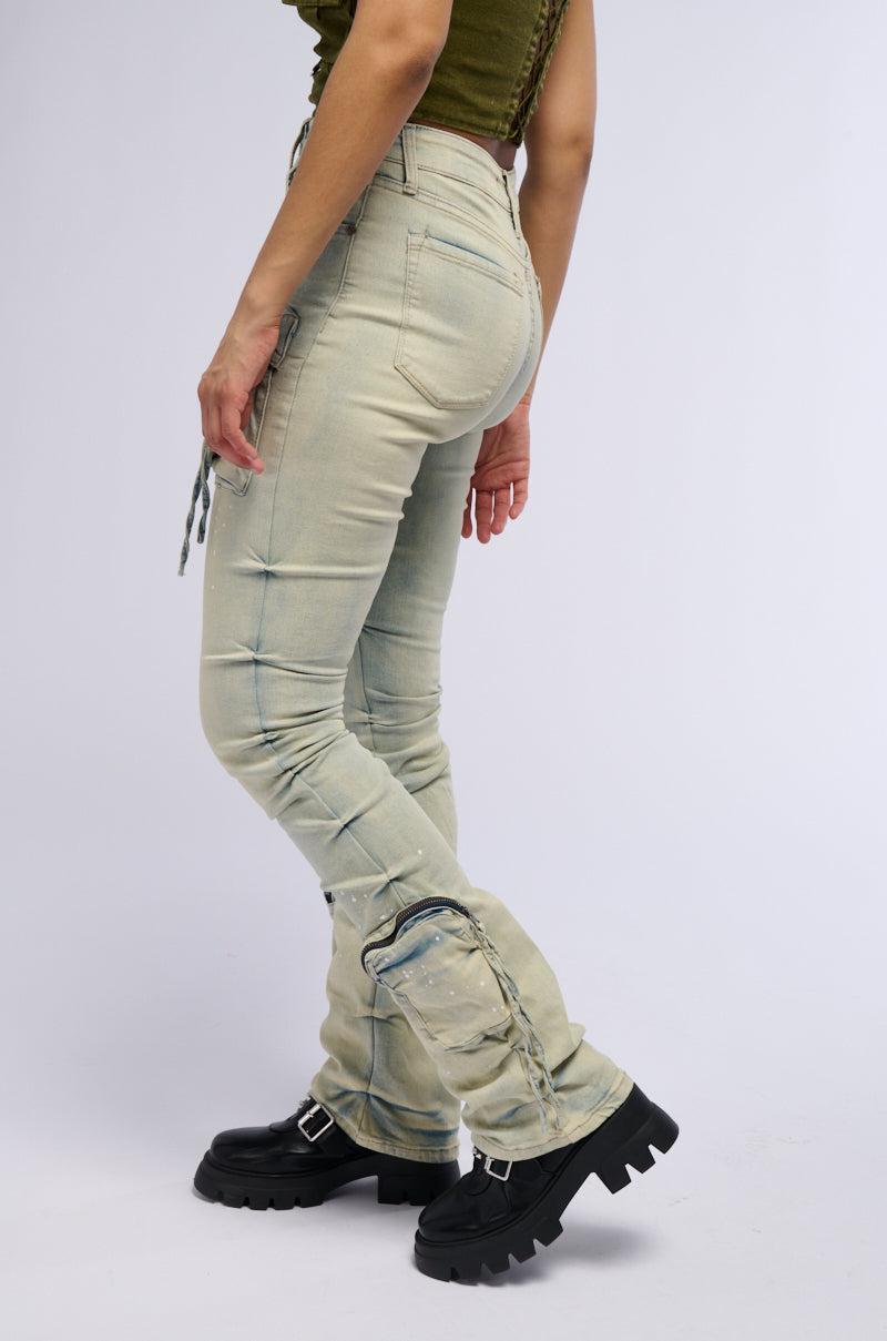 OMBRE BLUE HIGH RISE STACKED JEANS Product Image