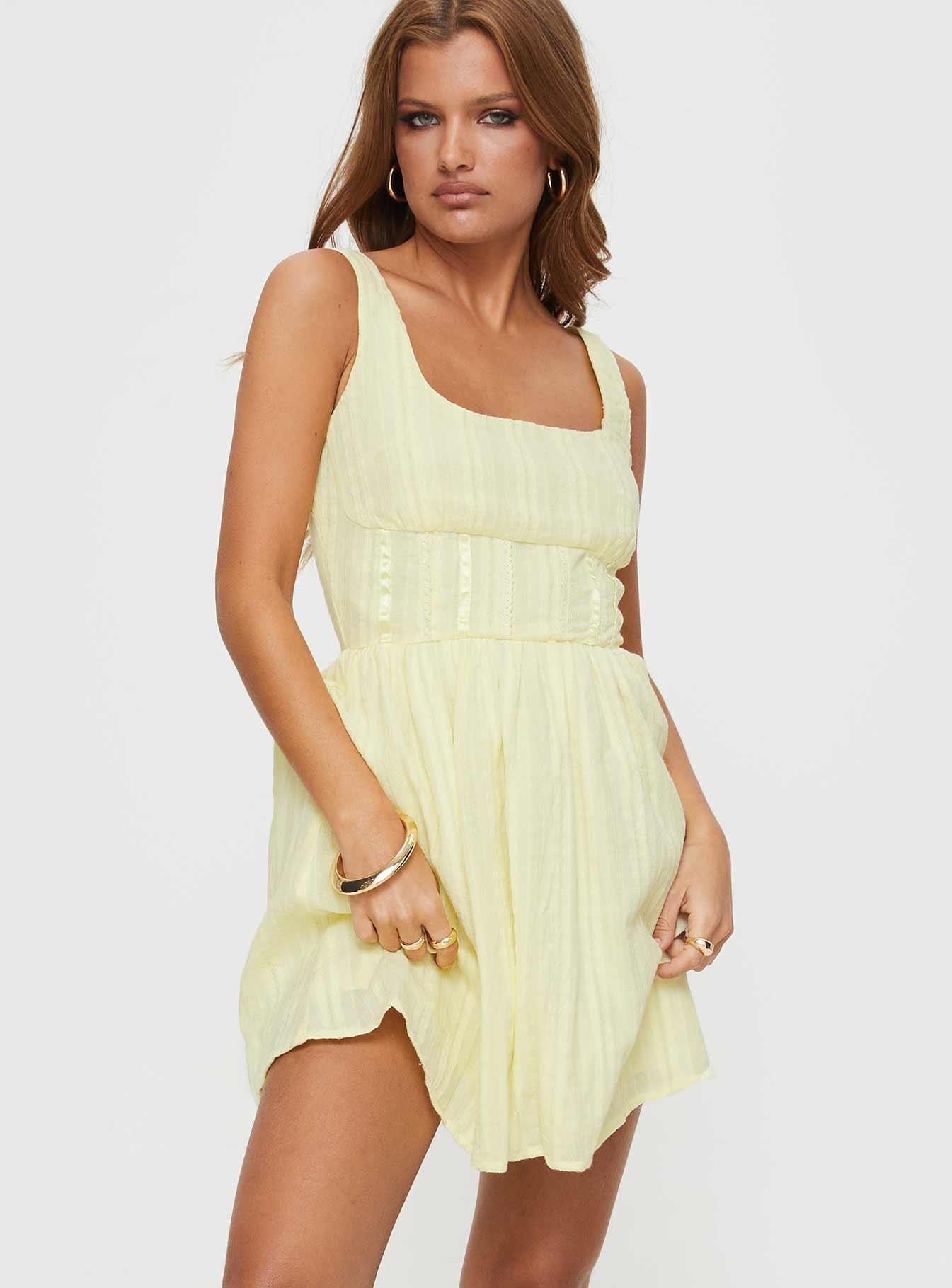 Lorinda Mini Dress Yellow Petite Product Image